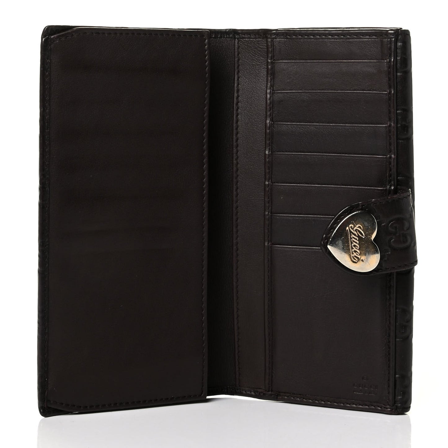 Guccissima Heart Continental Wallet Dark Brown