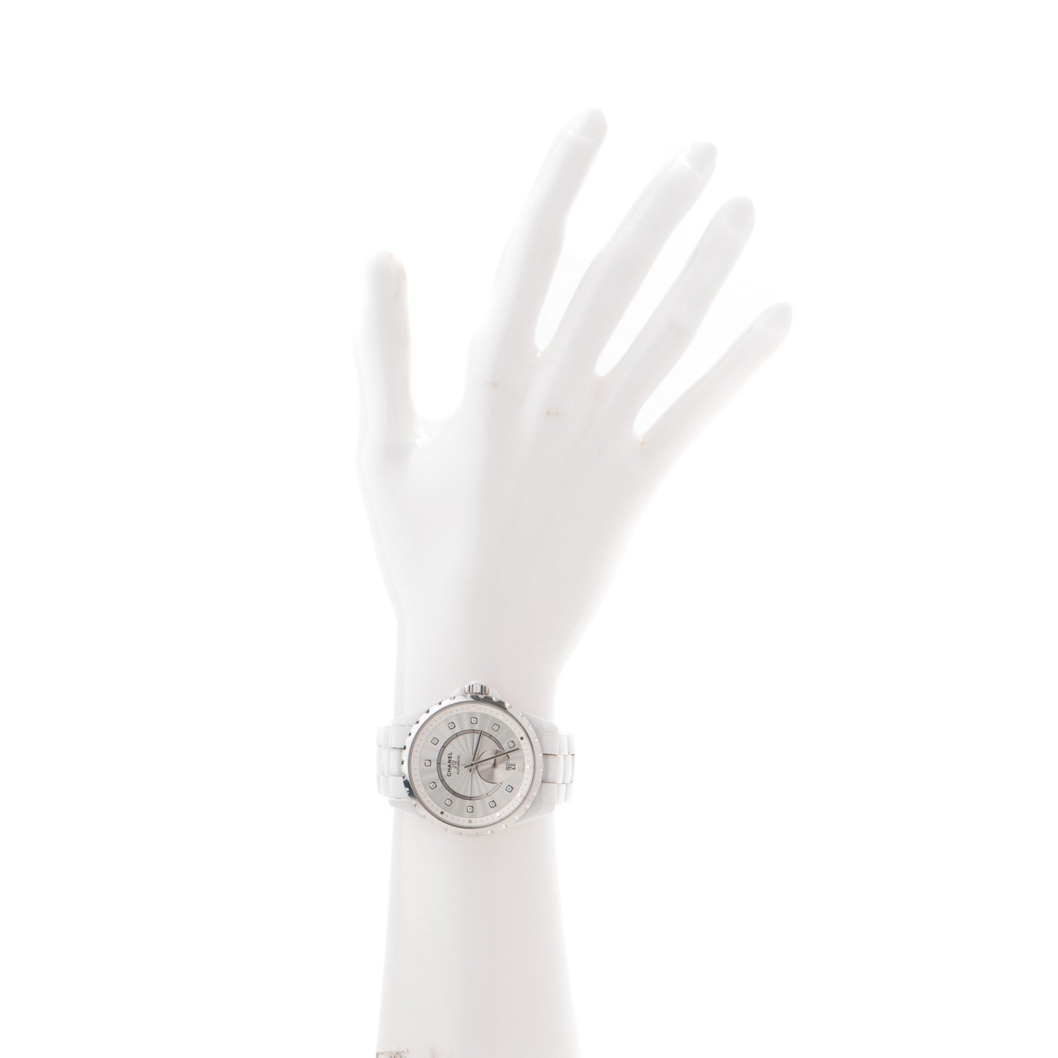 Chanel Stainless Steel Ceramic Diamond 36.5mm J12 Automatic Watch White 2 of 8
