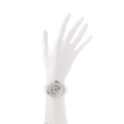 Chanel Stainless Steel Ceramic Diamond 36.5mm J12 Automatic Watch White 2 of 8
