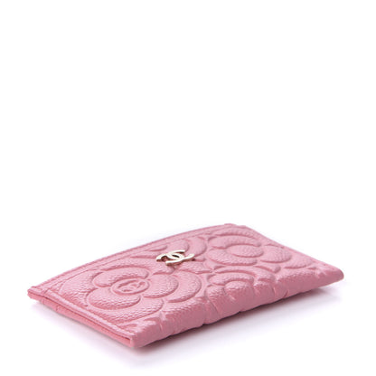 Chanel Caviar Camellia Embossed Card Holder Pink 4 of 11