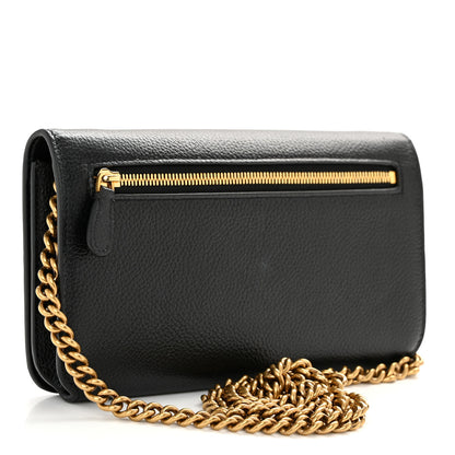 Balenciaga Grained Calfskin Logo Everyday Phone Holder Wallet On Chain Black White 3 of 12