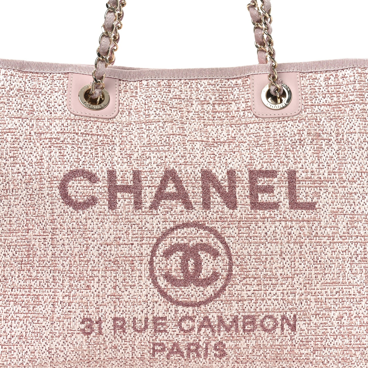 Straw Lurex Small Deauville Tote Pink
