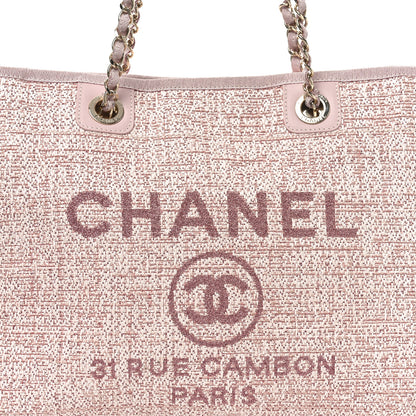 Chanel Straw Lurex Small Deauville Tote Pink 8 of 10