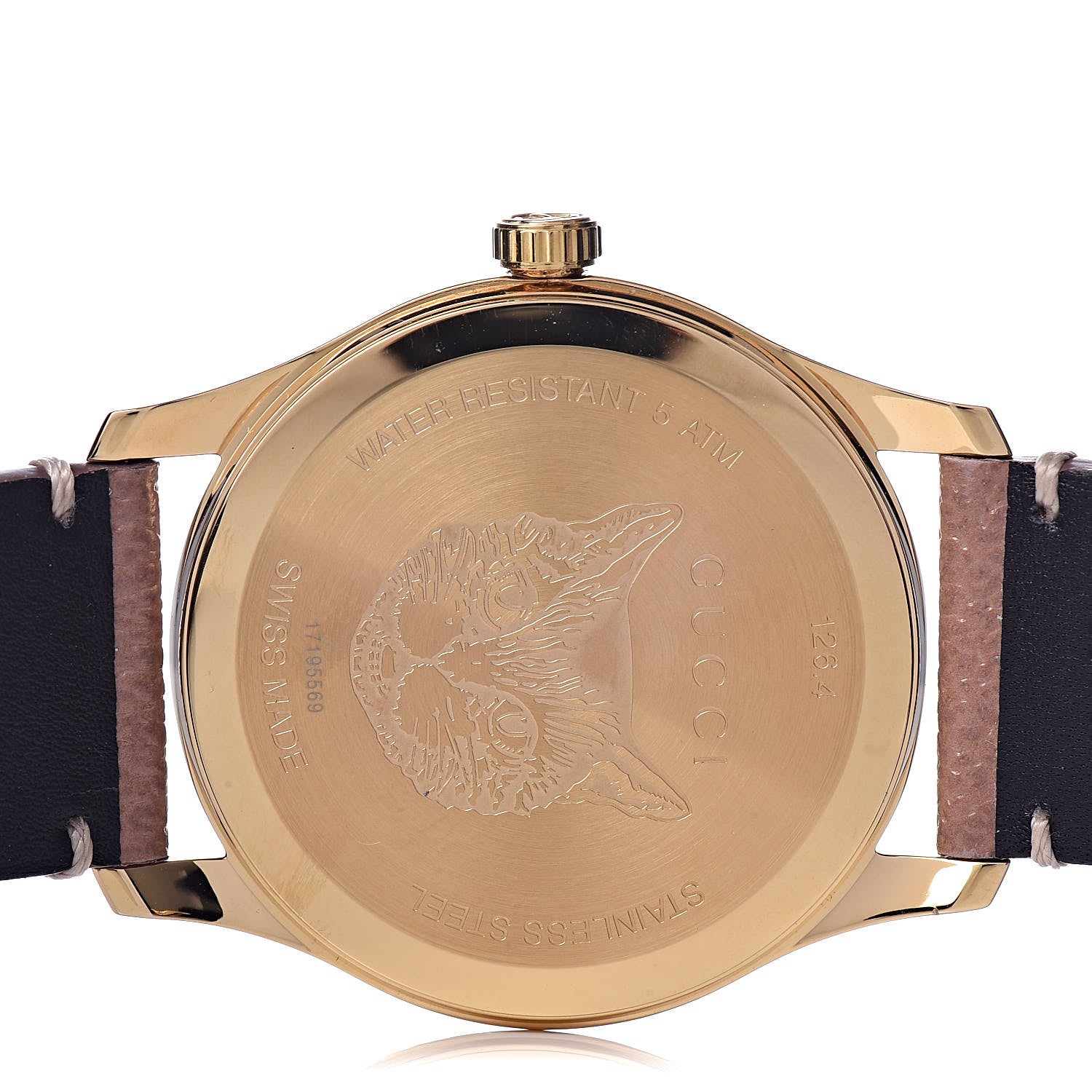 Gucci Stainless Steel Calfskin 38mm G-Timeless Moth Quartz Watch Brown 5 of 9