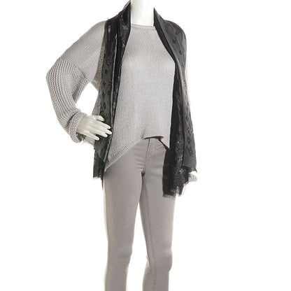 Louis Vuitton Silk Acetate Monogram St Petersbourg Stole Black Grey 2 of 7