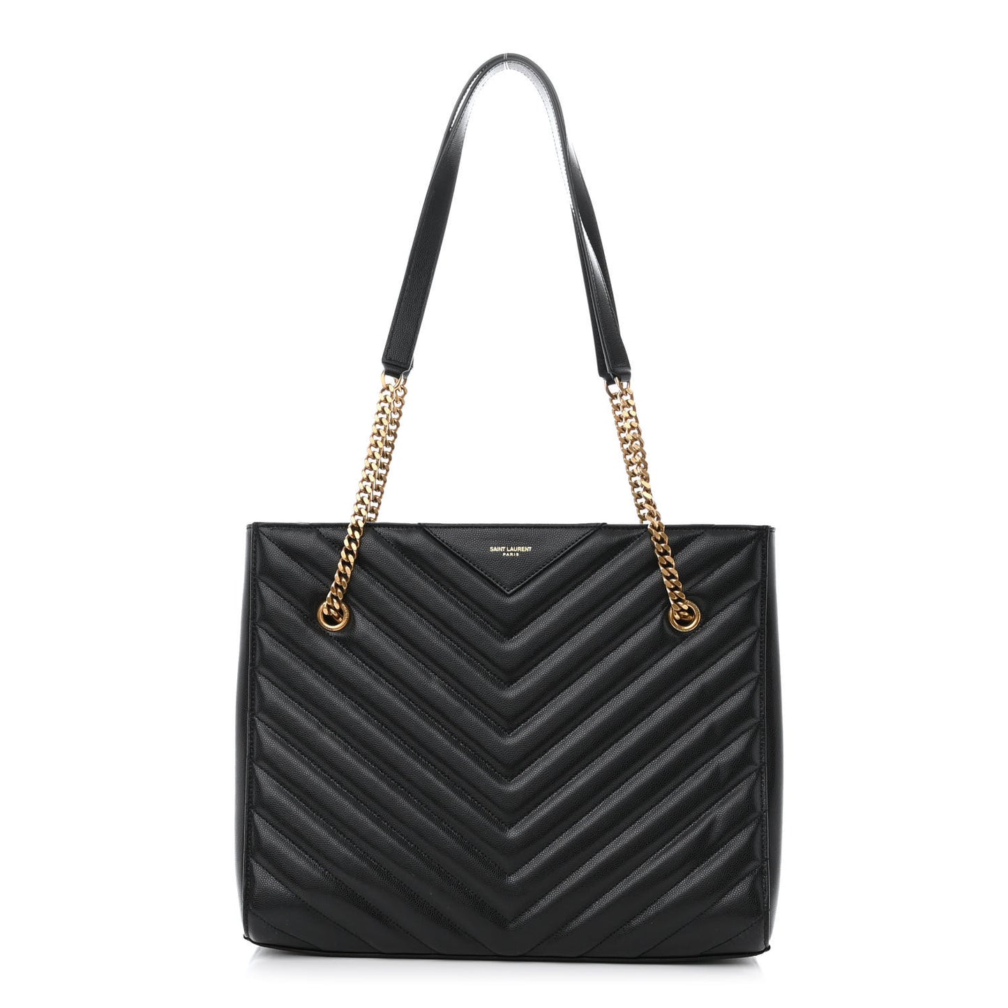 Grain de Poudre Matelasse Chevron Medium Tribeca Shopping Bag Black