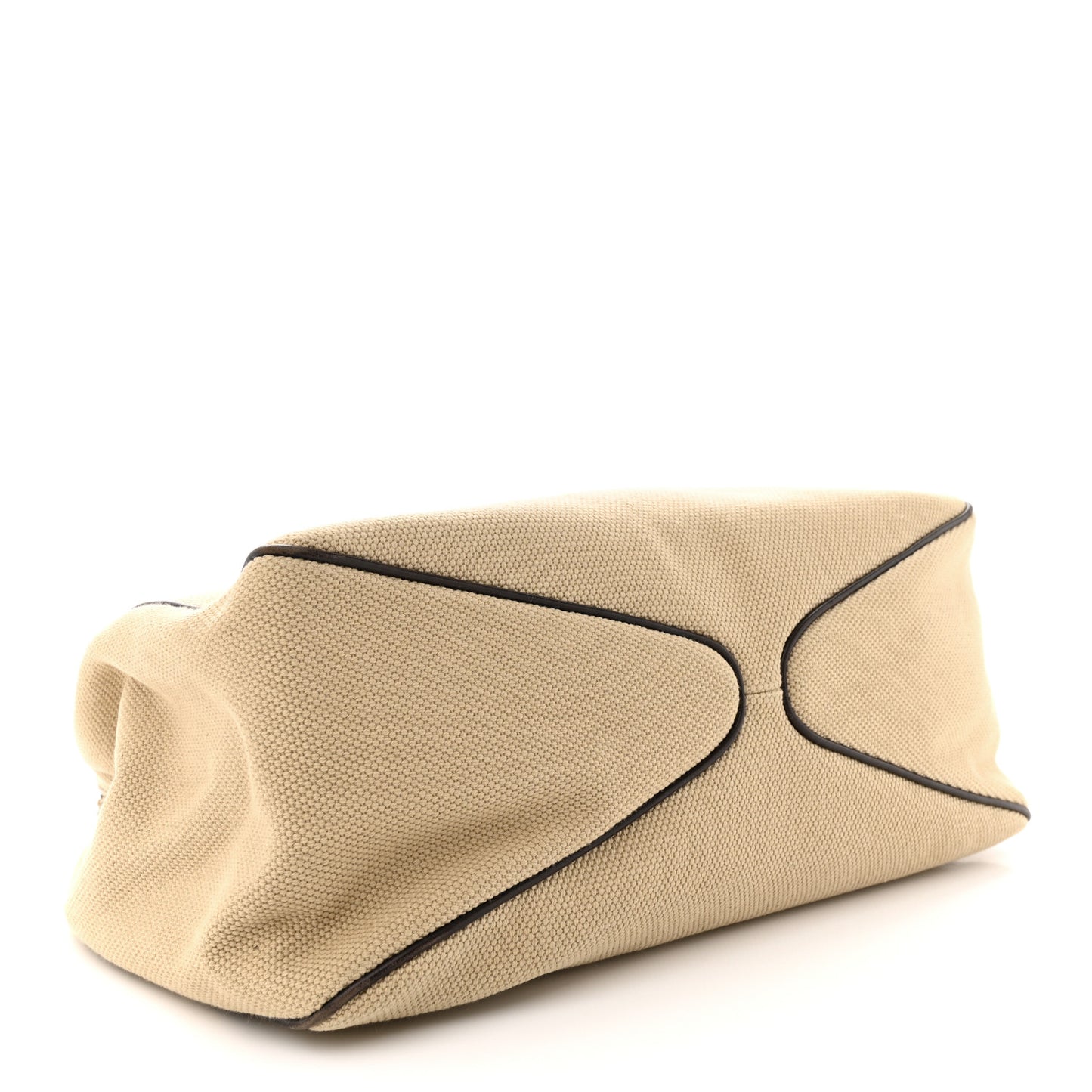 Canvas Wooden Handle Shoulder Bag Beige