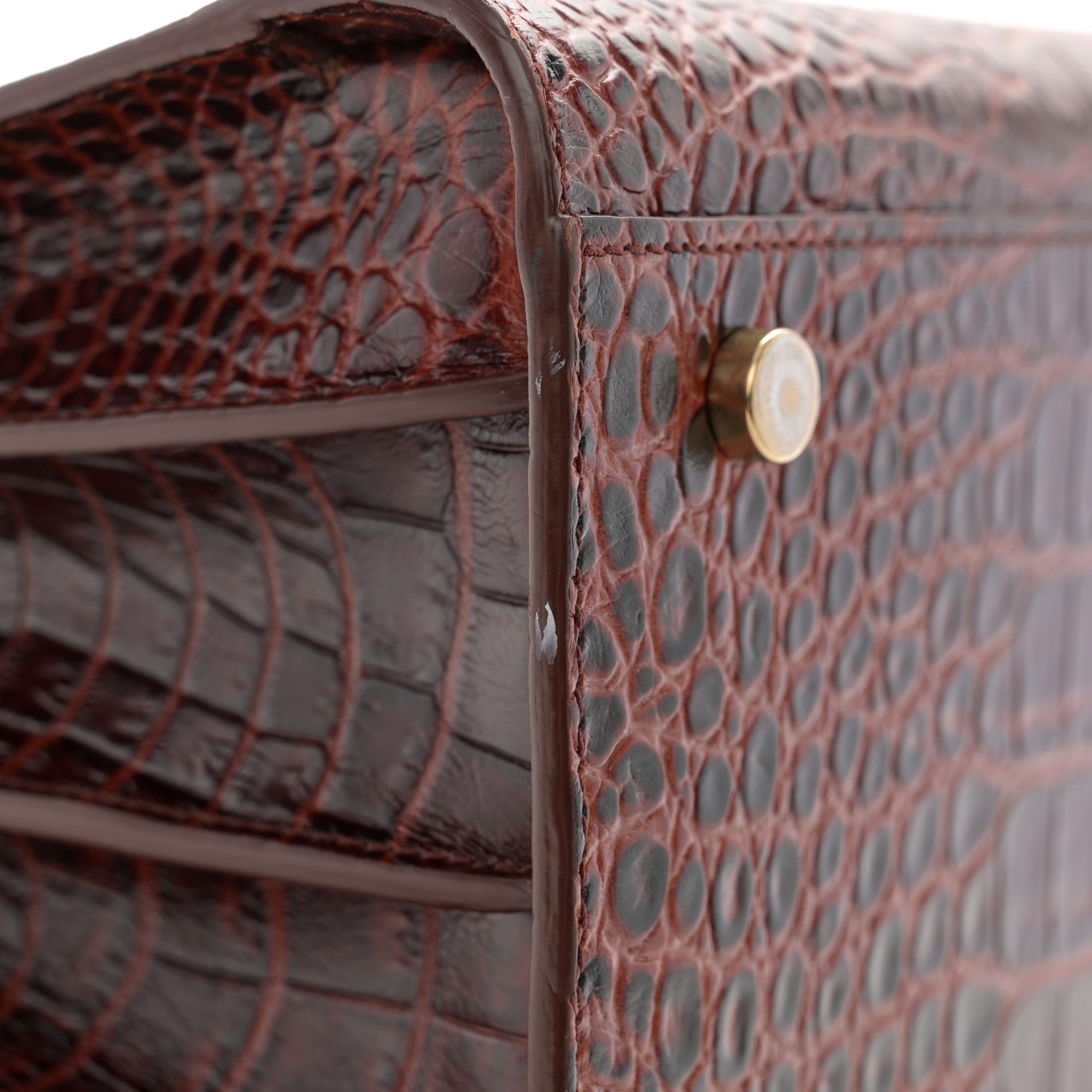 Saint Laurent Calfskin Crocodile Embossed Small Sac De Jour Dark Blood 11 of 13