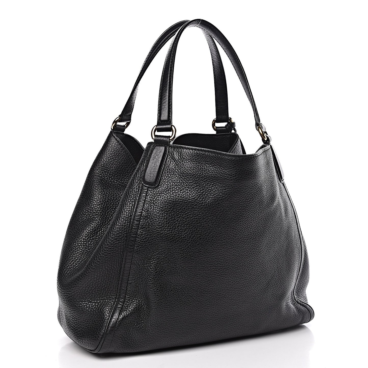 Pebbled Calfskin Medium Soho Shoulder Bag Black