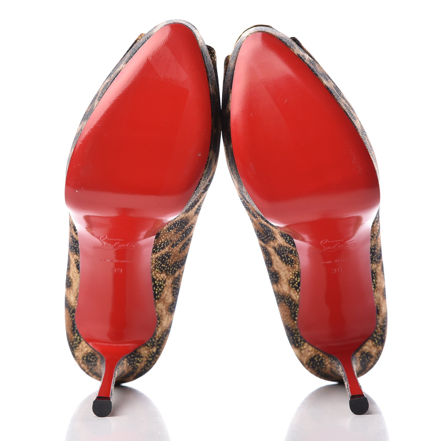 Christian Louboutin Lurex Specchio Leopard Fetish Peep 130 Pumps 39 Black Gold 5 of 8
