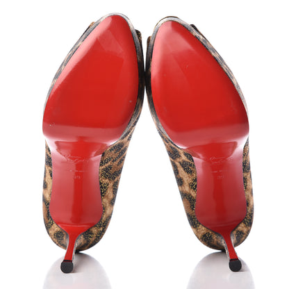 Christian Louboutin Lurex Specchio Leopard Fetish Peep 130 Pumps 39 Black Gold 5 of 8