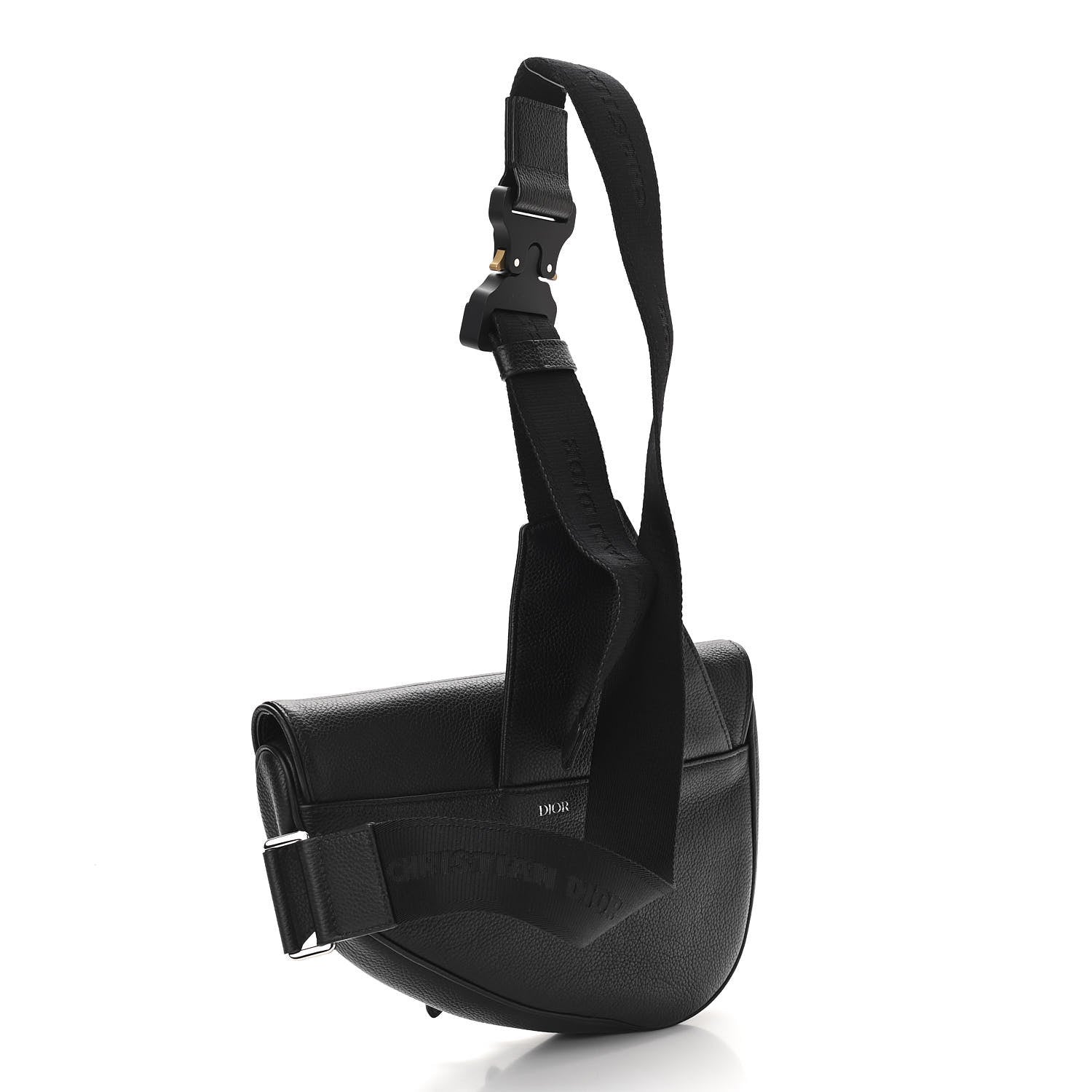 Christian Dior Grained Calfskin Kim Jones Saddle Bag Black 3 of 10
