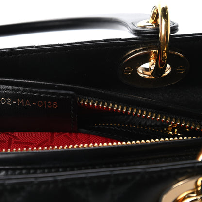 Christian Dior Lambskin Cannage Medium Lady Dior Black 9 of 10