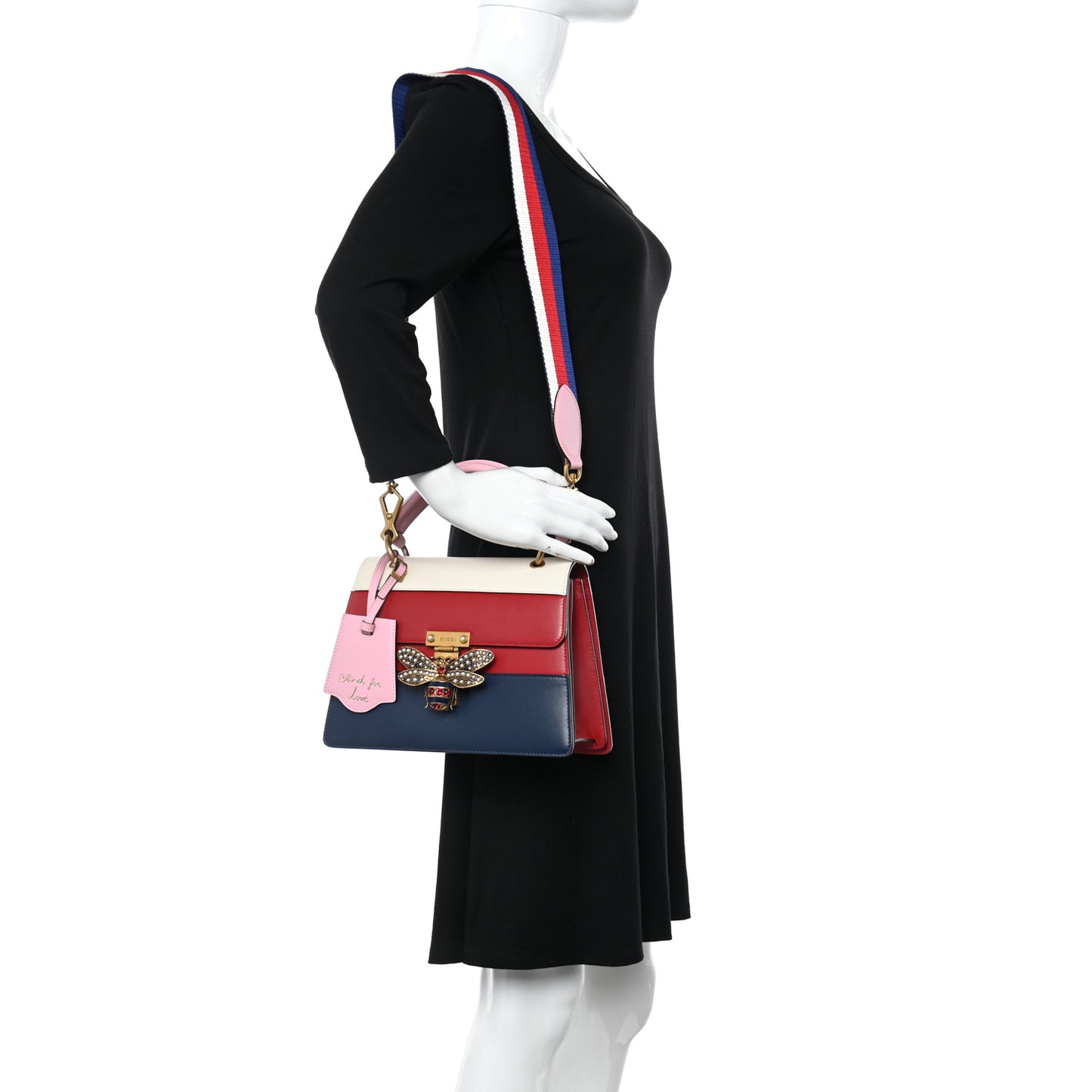 Calfskin Sylvie Web Small Queen Margaret Top Handle Bag Blue Agata Hibiscus Red Mystic White Sugar Pink