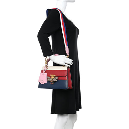 Gucci Calfskin Sylvie Web Small Queen Margaret Top Handle Bag Blue Agata Hibiscus Red Mystic White Sugar Pink 2 of 11