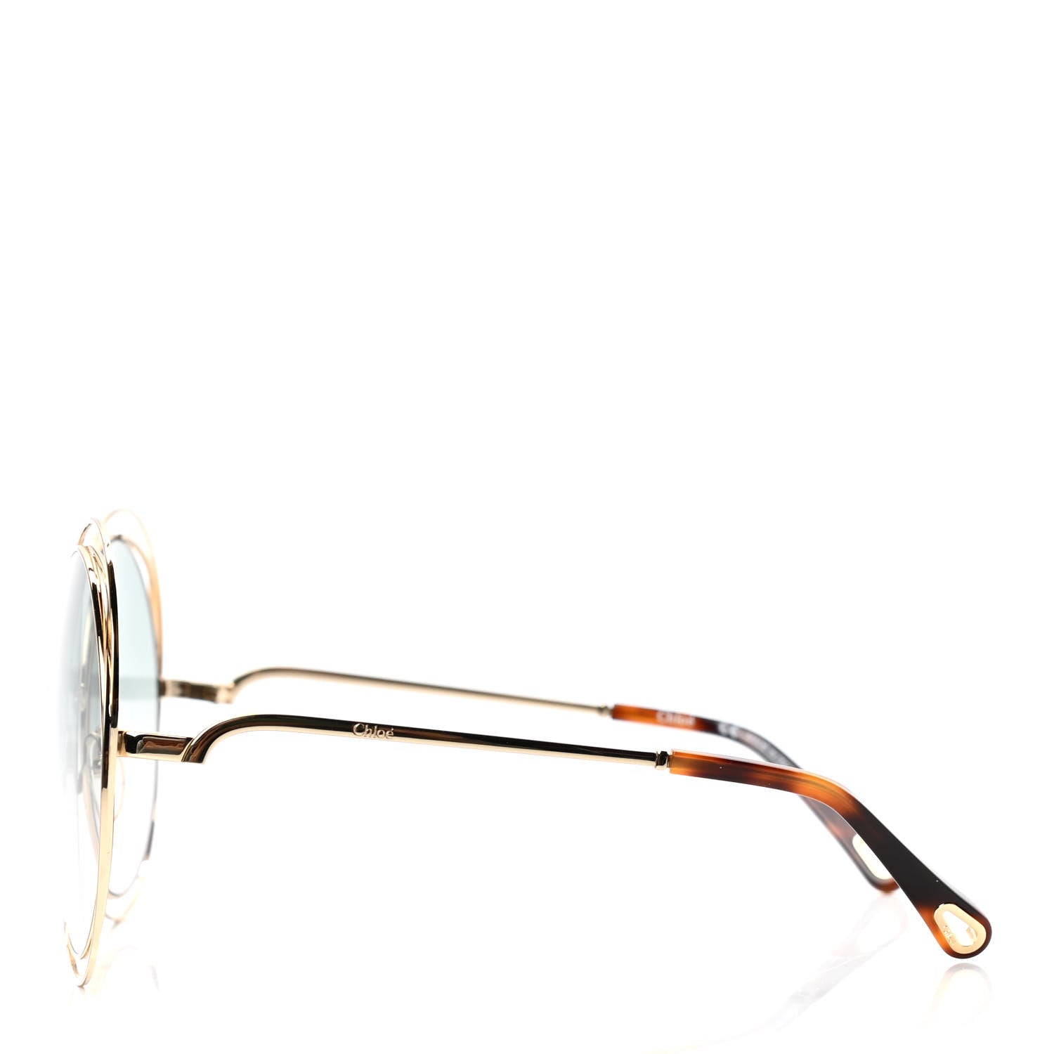 Chloe Metal Carlina Oversized Round Sunglasses CE114S Gold Havanna 3 of 5