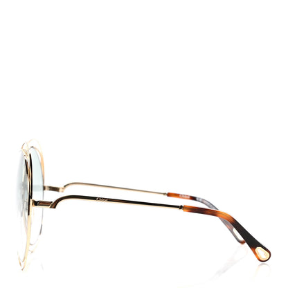 Chloe Metal Carlina Oversized Round Sunglasses CE114S Gold Havanna 3 of 5