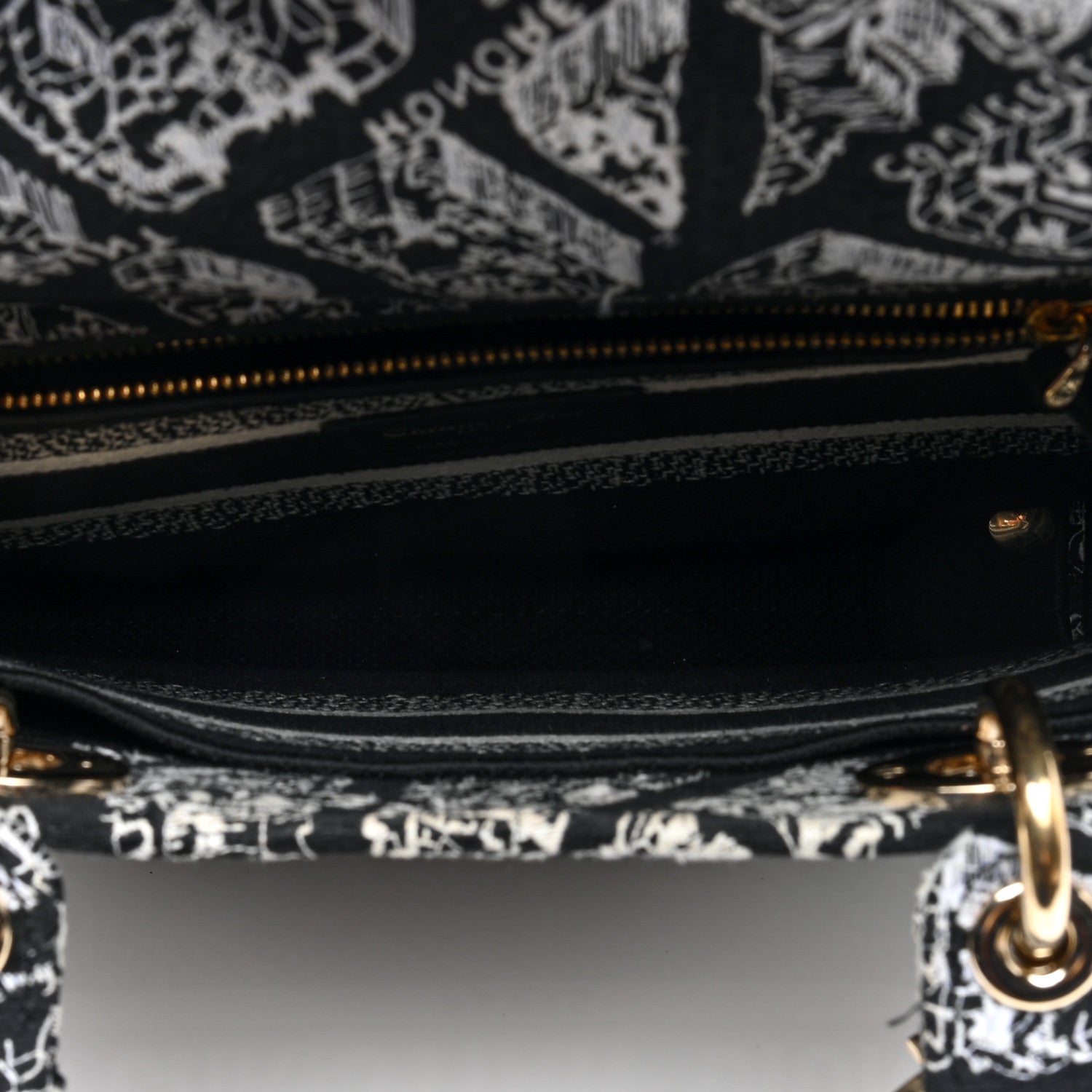 Christian Dior Canvas Embroidered Medium Plan de Paris Lady D-Lite Black White 5 of 9