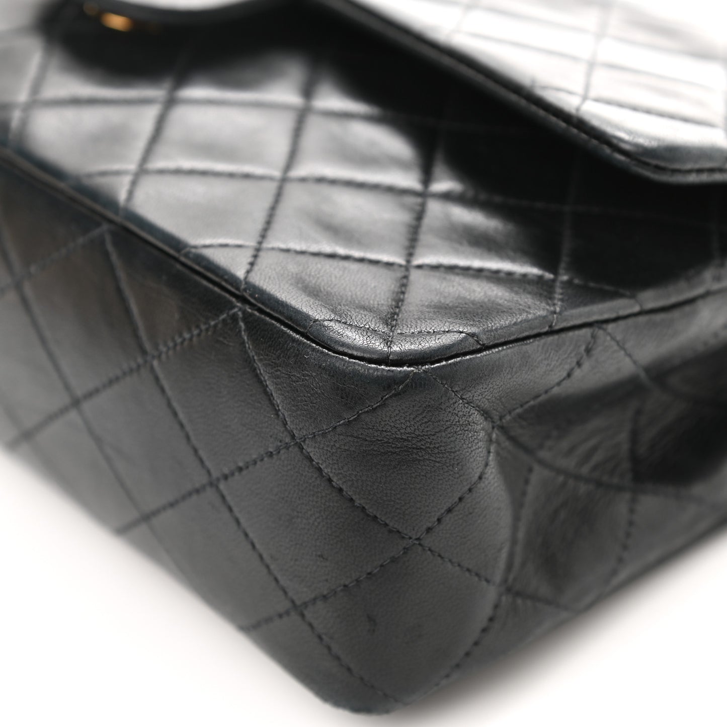 Lambskin Quilted Medium Double Flap Black