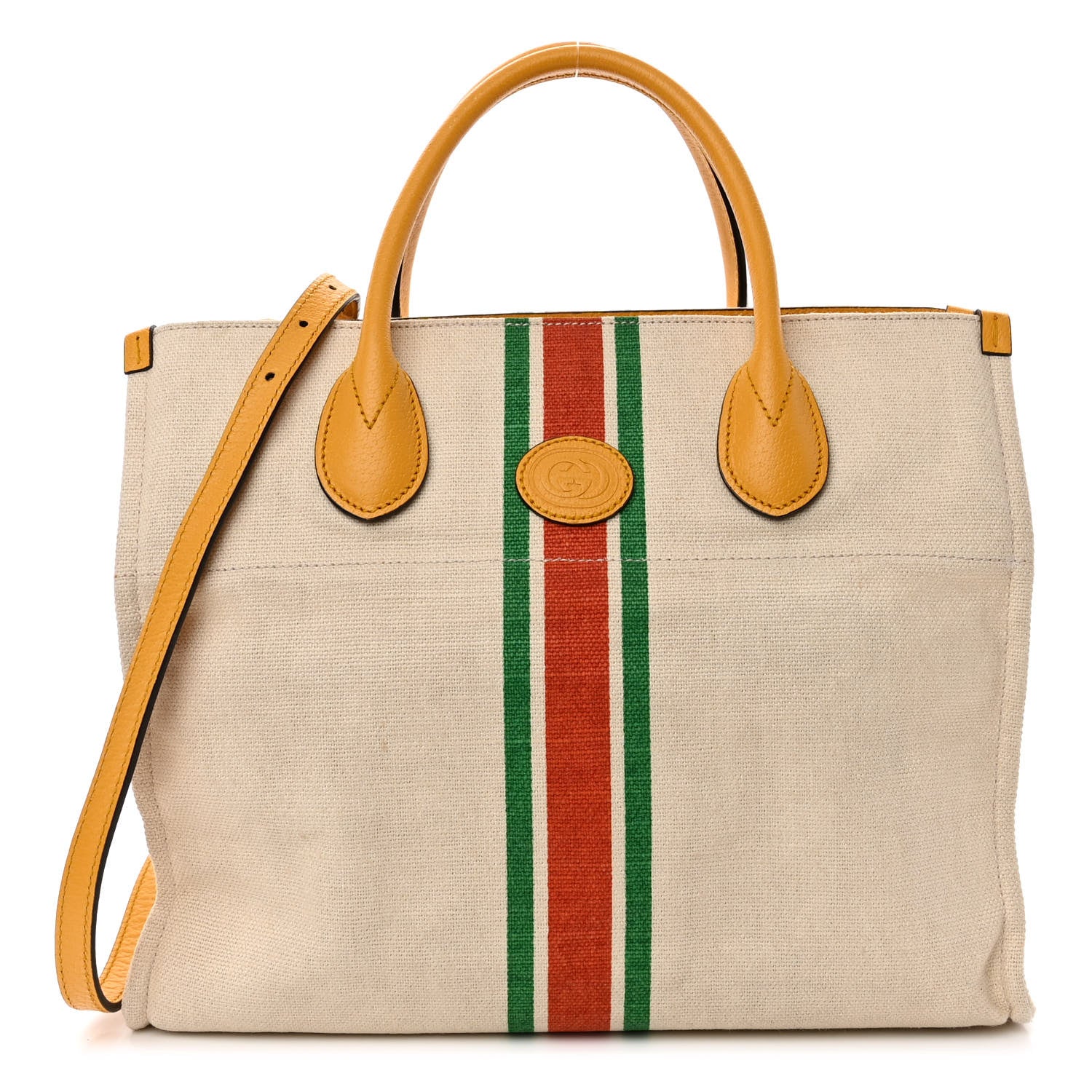 Gucci Vintage Canvas Calfskin Web Foldable Tote 1 of 10
