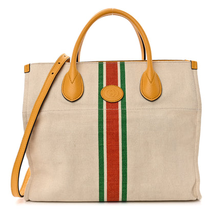 Gucci Vintage Canvas Calfskin Web Foldable Tote 1 of 10