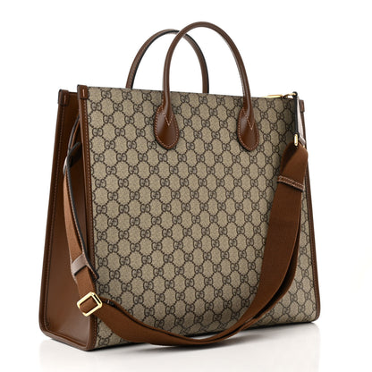 Gucci GG Supreme Monogram Azalea Calfskin Medium Retro Interlocking G Tote Bag Beige Ebony Brown Sugar 3 of 10