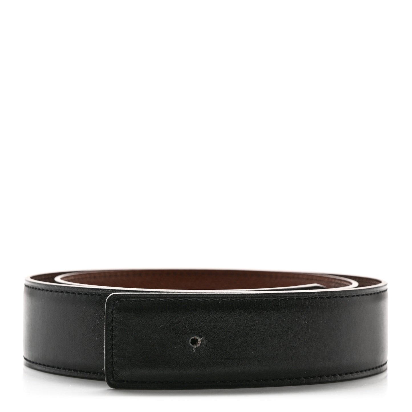 Box Courchevel Belt Strap 75 30 Black Noisette