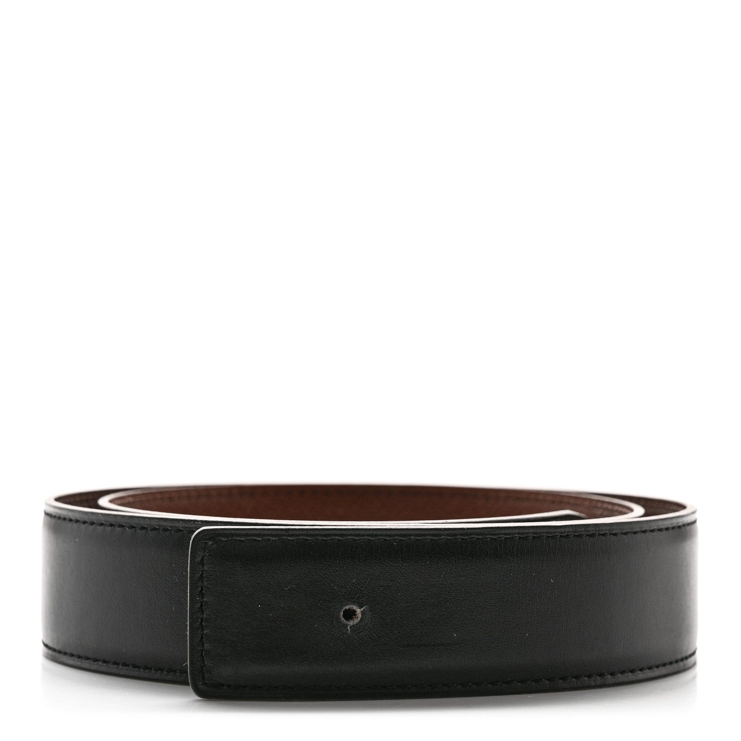 Hermes Box Courchevel Belt Strap 75 30 Black Noisette 1 of 8