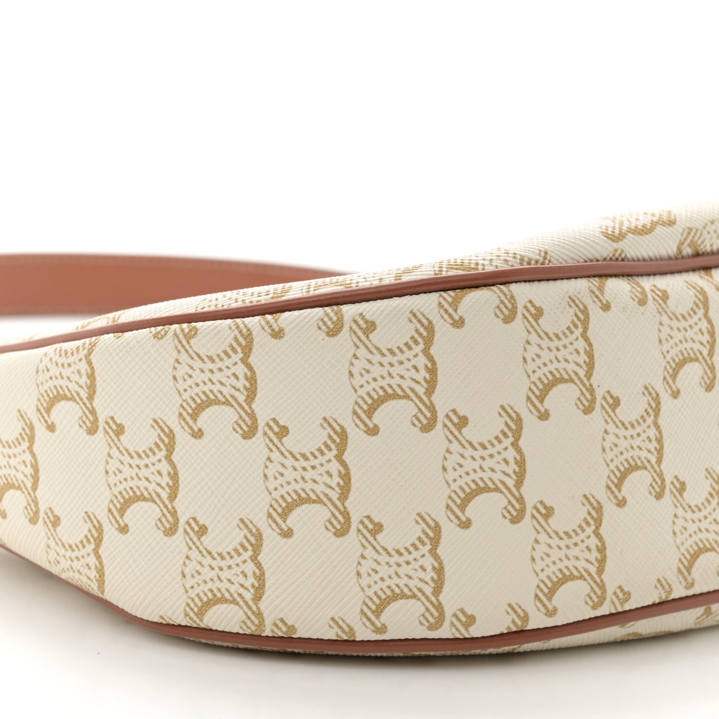 Canvas Calfskin Ava Triomphe Shoulder Bag White