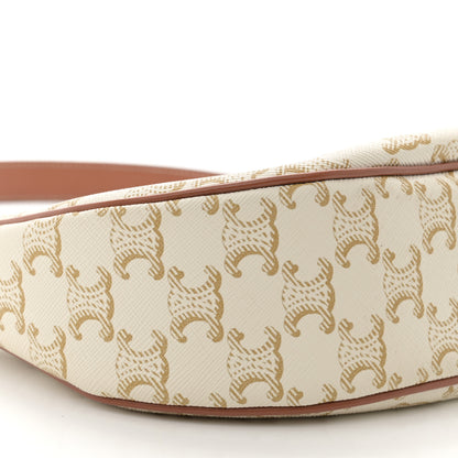 Celine Canvas Calfskin Ava Triomphe Shoulder Bag White 9 of 10