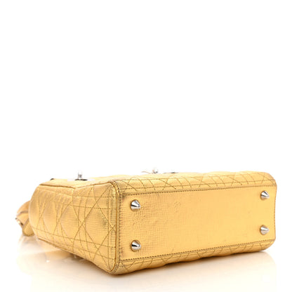 Christian Dior Metallic Grained Calfskin Cannage Small Lucky Badges My Lady Dior Gold 4 of 13