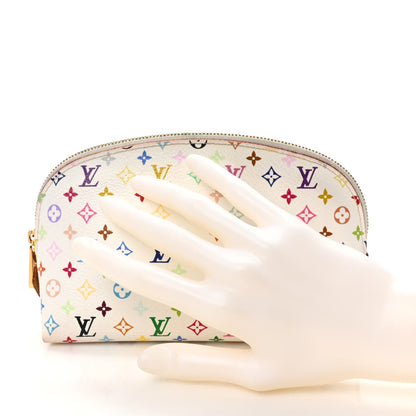 Louis Vuitton Monogram Multicolor Cosmetic Pouch White Litchi 2 of 8
