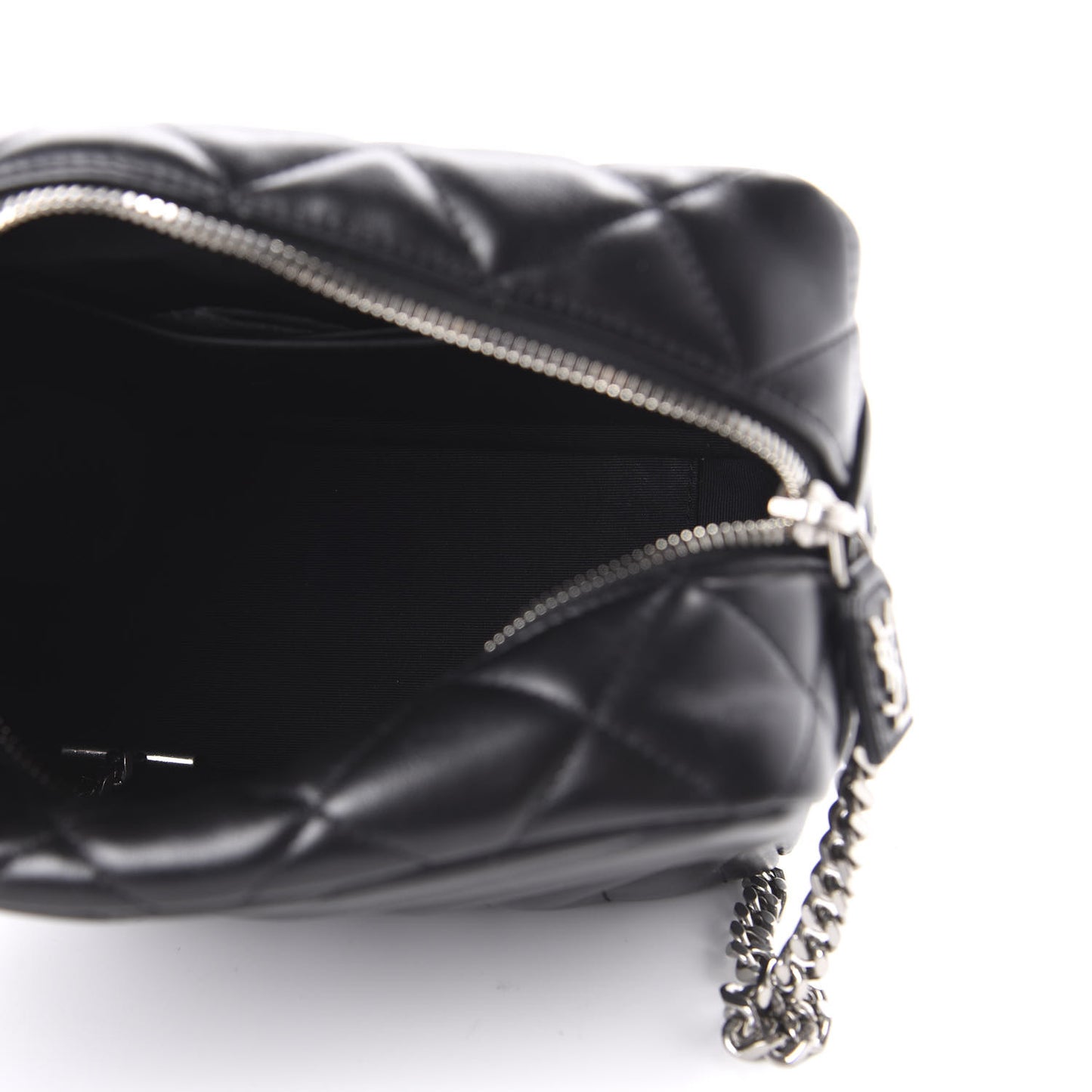 Calfskin Y Quilted Monogram Small Loulou Bowling Bag Black
