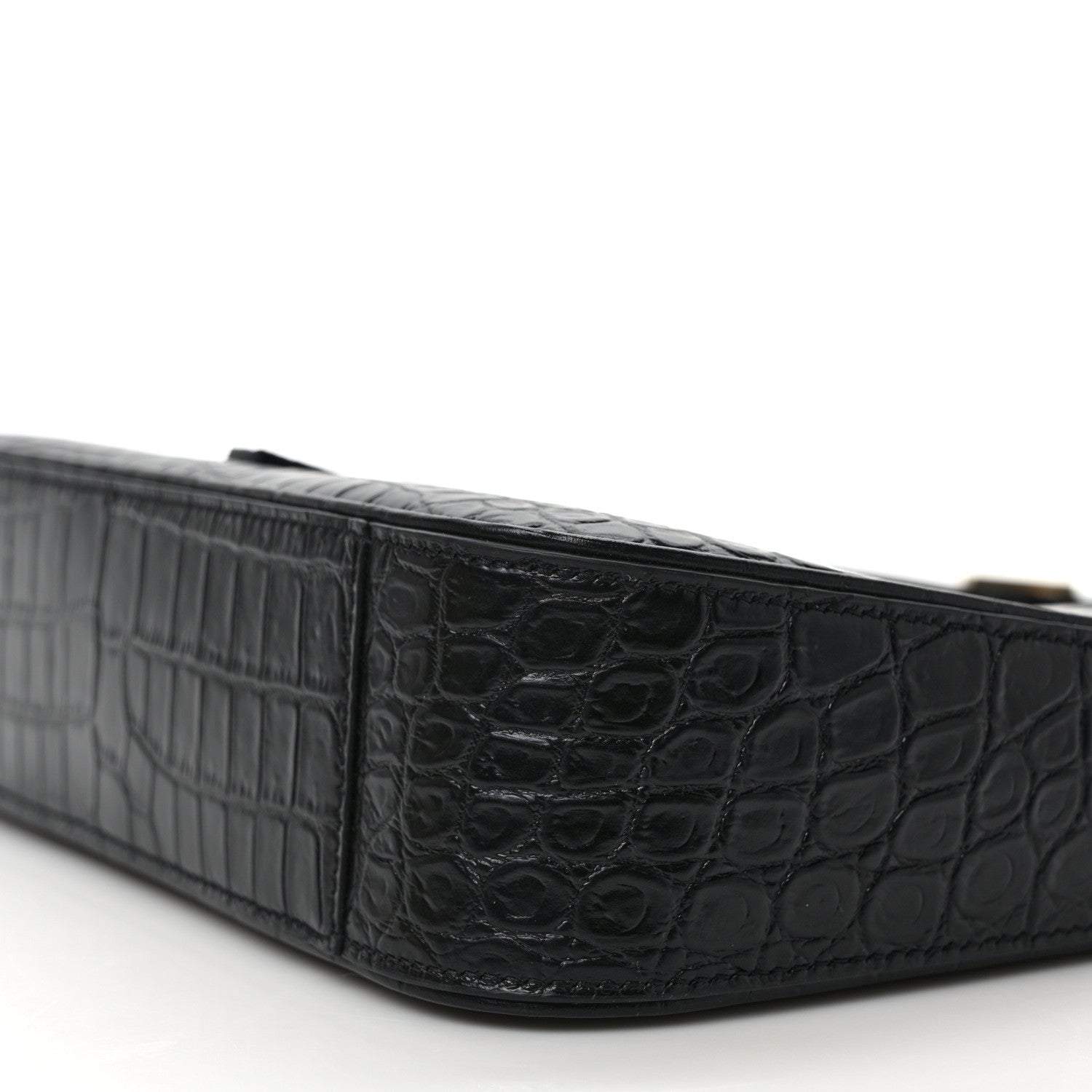 Saint Laurent Calfskin Crocodile Embossed Le 5 A 7 Hobo Black 8 of 8