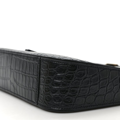 Saint Laurent Calfskin Crocodile Embossed Le 5 A 7 Hobo Black 8 of 8