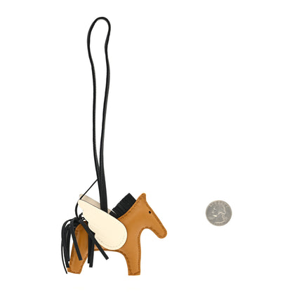Hermes Milo Lambskin Grigri Rodeo Pegase Horse Bag Charm PM Sesame Black Nata 2 of 4