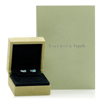 Van Cleef & Arpels 18K White Gold Turquoise Sweet Alhambra Butterfly Earrings 5 of 5