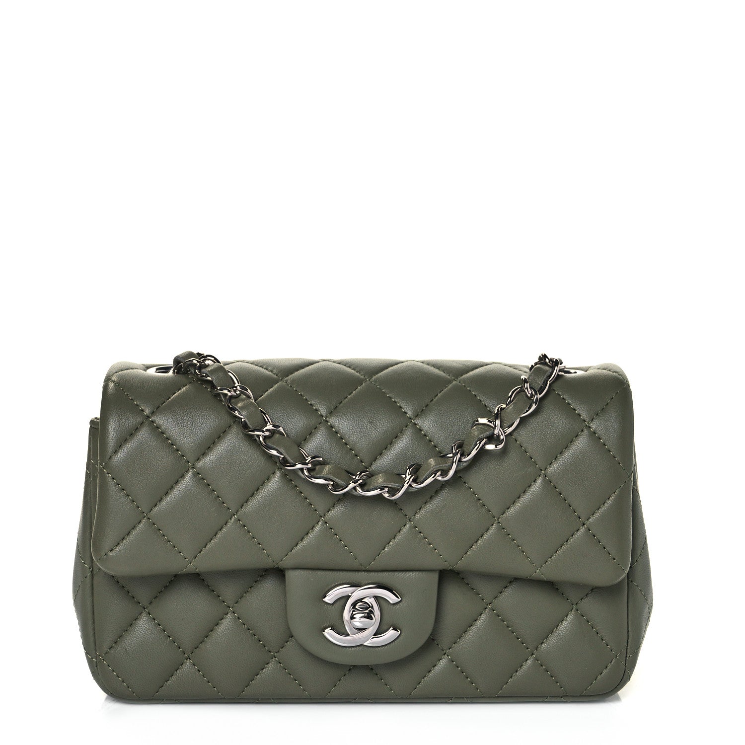 Chanel Lambskin Quilted Mini Rectangular Flap Green 1 of 9