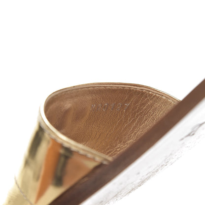 Louis Vuitton Metallic Calfskin Lock It Flat Mule 36 Gold 8 of 12