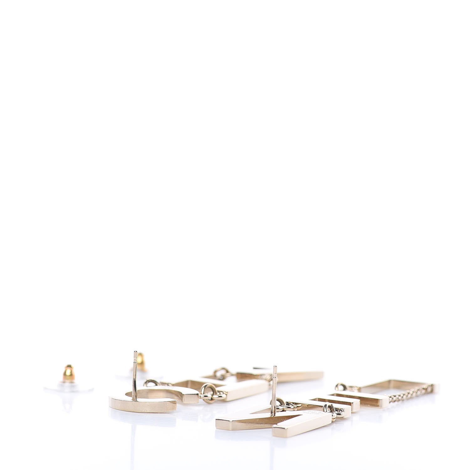 Chanel Metal Cha-Nel Logo Drop Earrings Gold 3 of 5