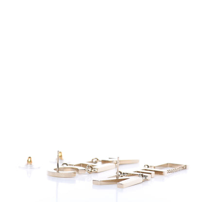 Chanel Metal Cha-Nel Logo Drop Earrings Gold 3 of 5