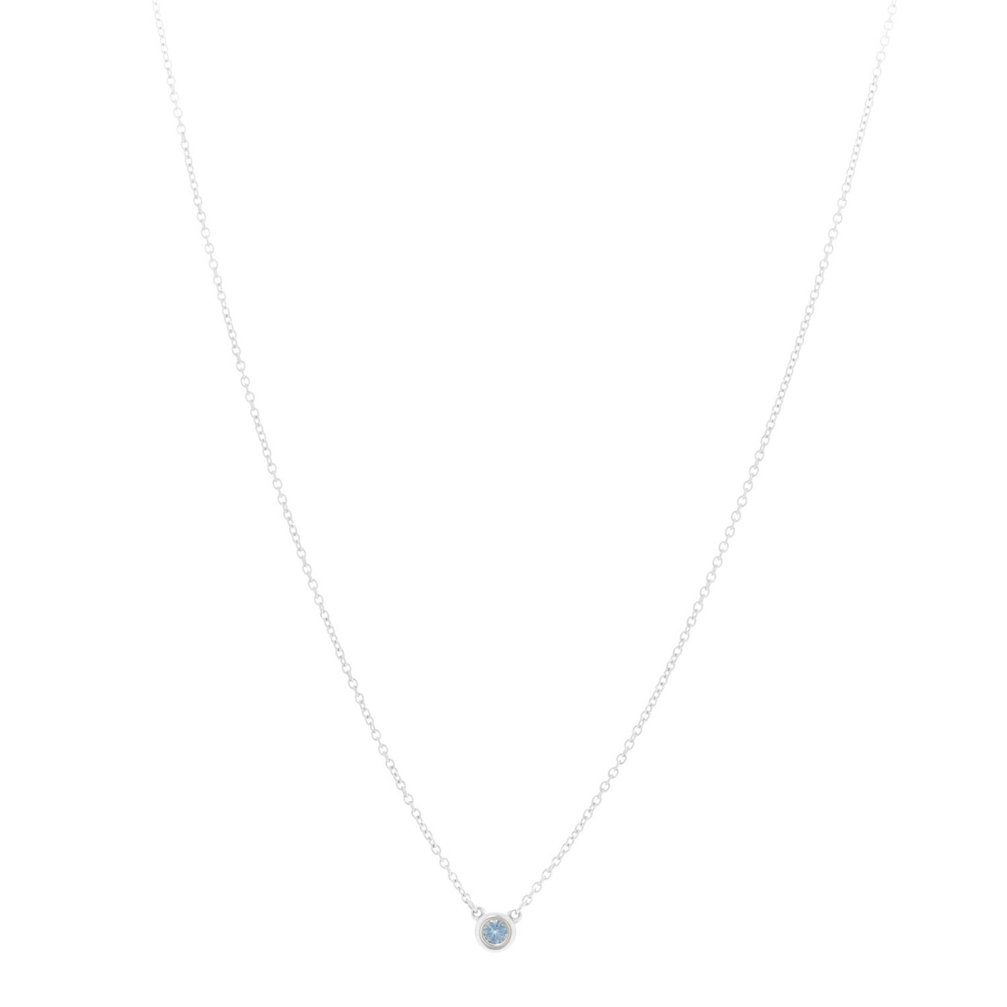 Sterling Silver Aquamarine Elsa Peretti Color By The Yard Pendant Necklace