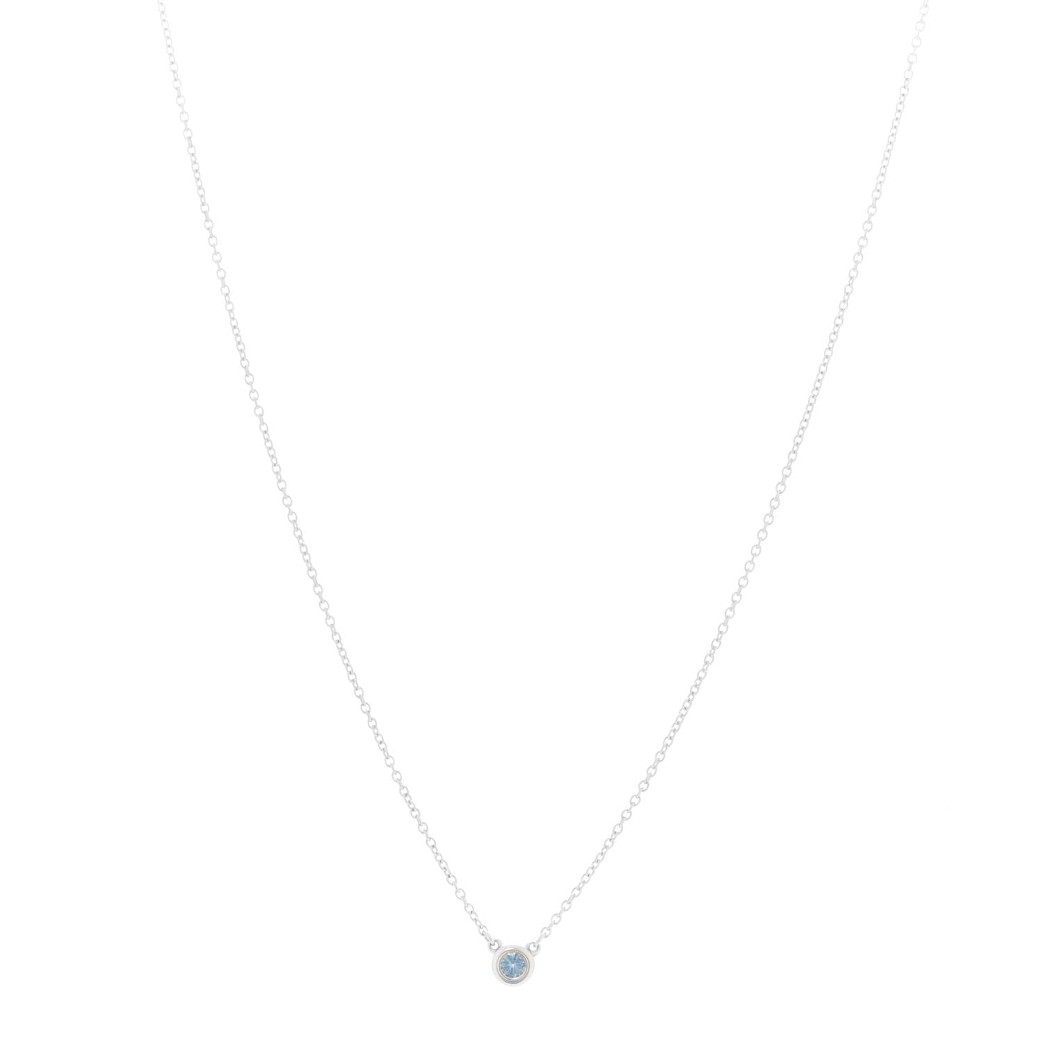 Tiffany Sterling Silver Aquamarine Elsa Peretti Color By The Yard Pendant Necklace 1 of 6