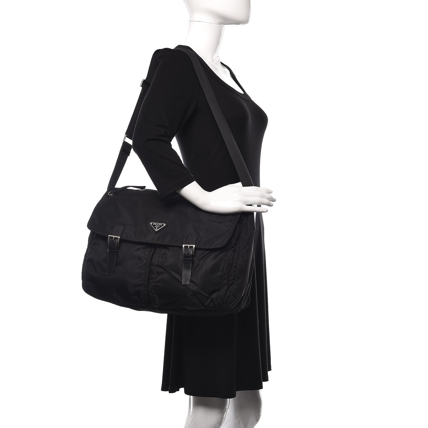 Prada Tessuto Nylon Messenger Bag Black 2 of 17