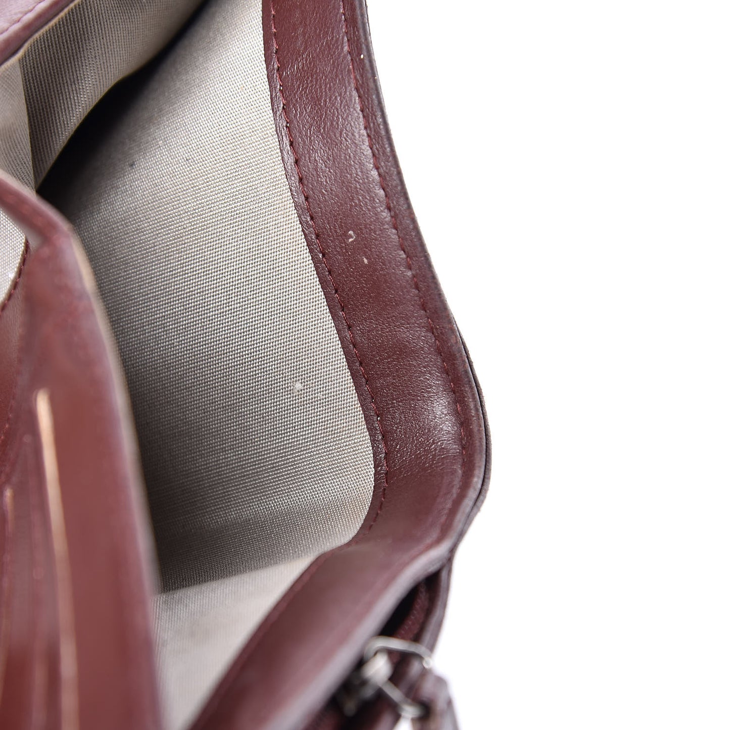 Lambskin Quilted Boy Zipped Pocket Wallet Burgundy