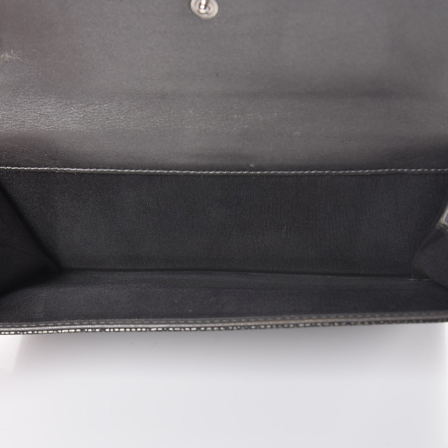 Metallic Caviar Timeless CC Large Gusset Flap Wallet Dark Silver