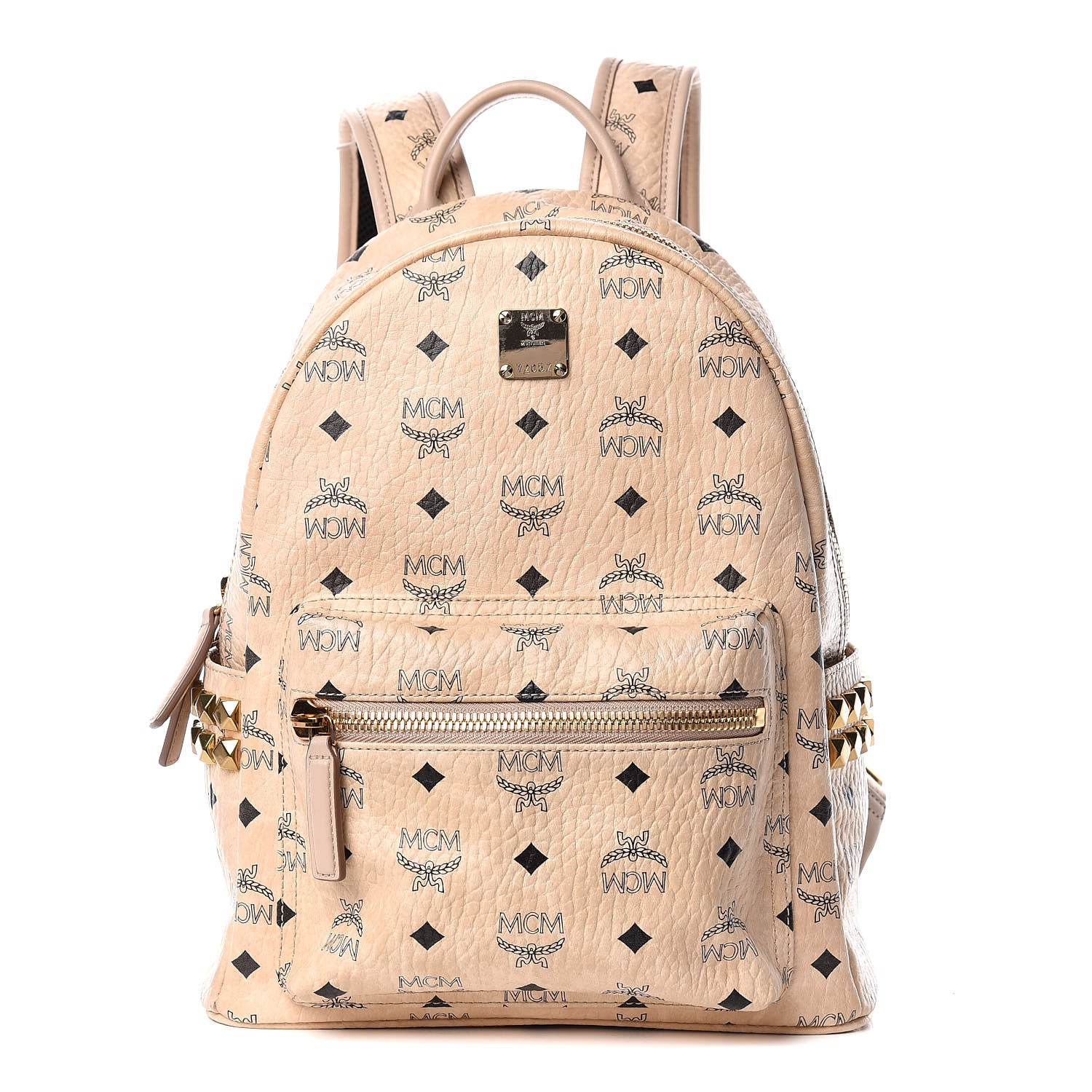 MCM Visetos Small Side Stud Stark Backpack Beige 1 of 10