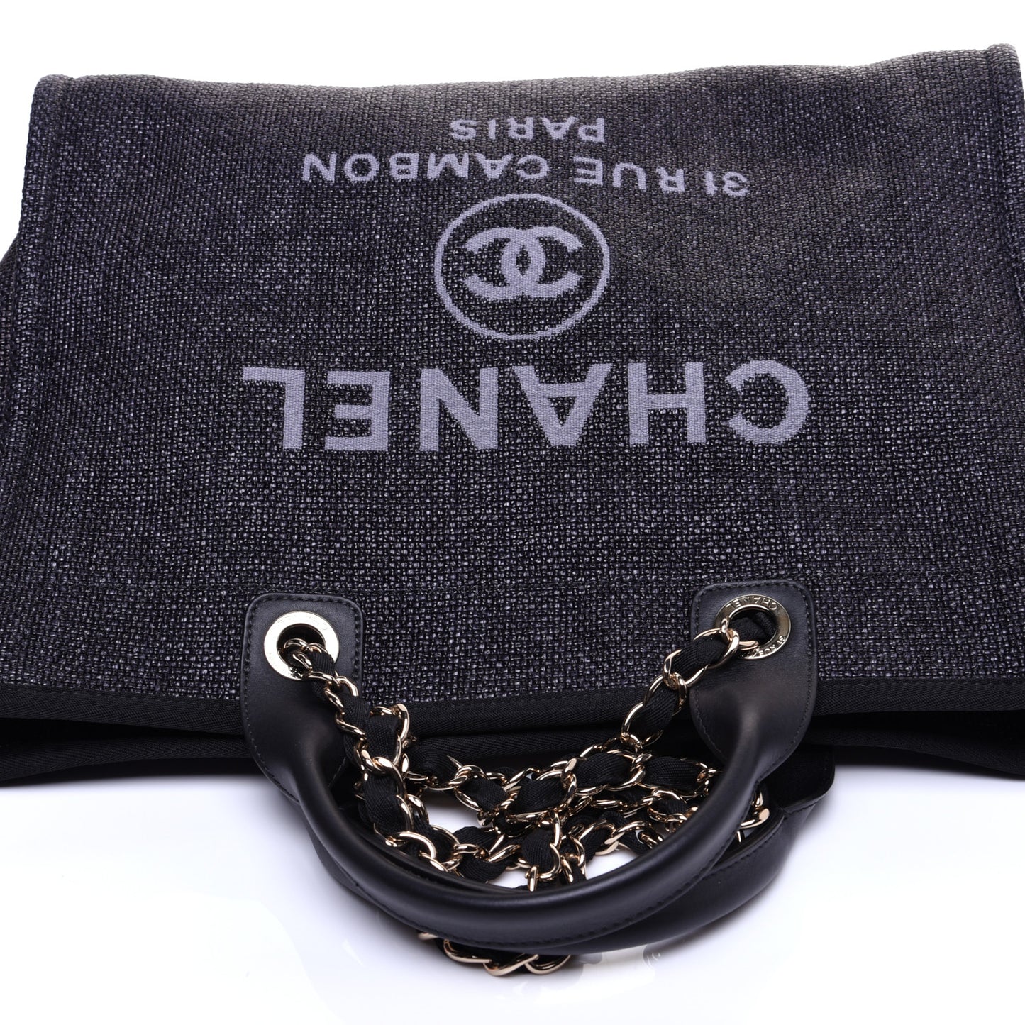 Woven Straw Raffia Medium Deauville Tote Navy