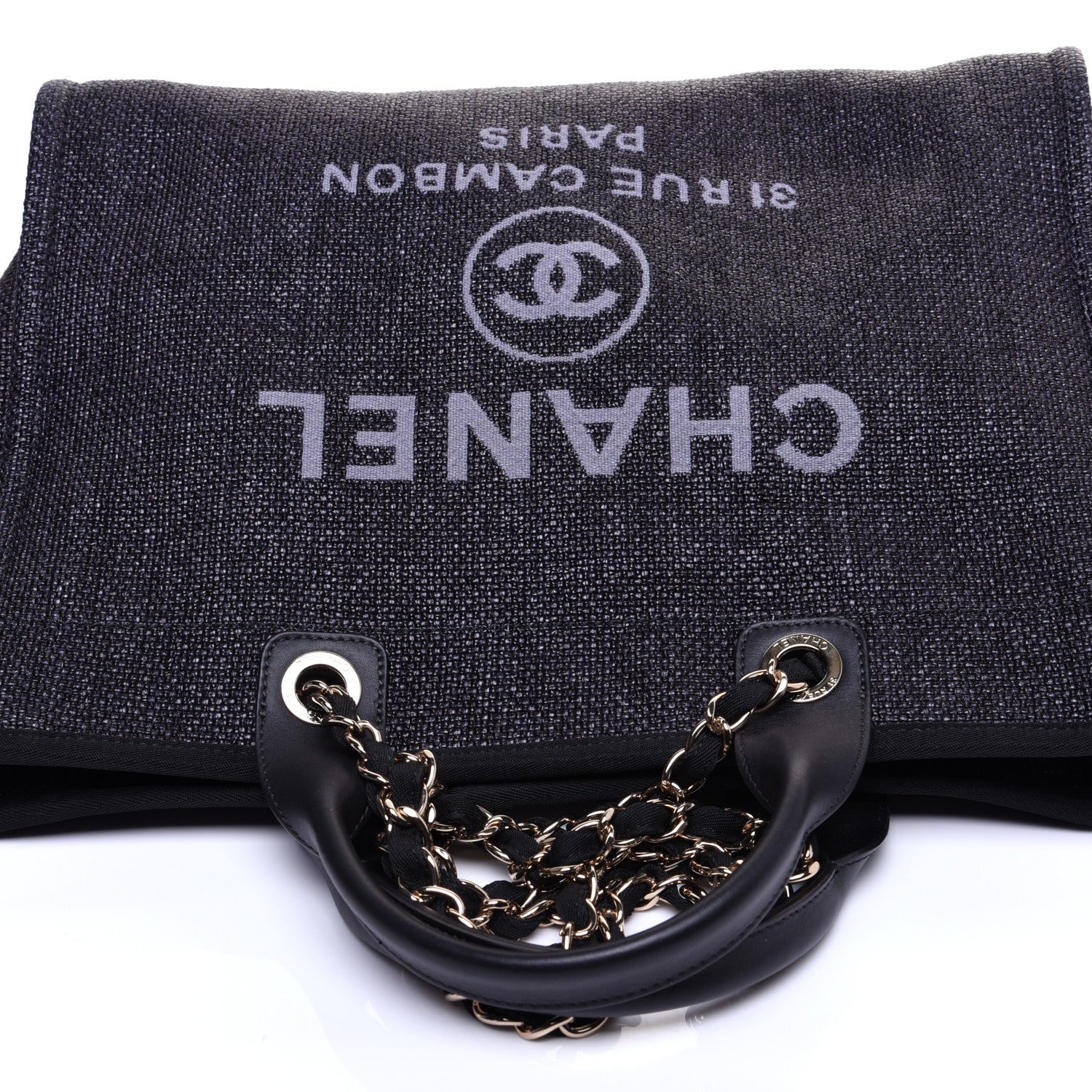 Chanel Woven Straw Raffia Medium Deauville Tote Navy 11 of 14