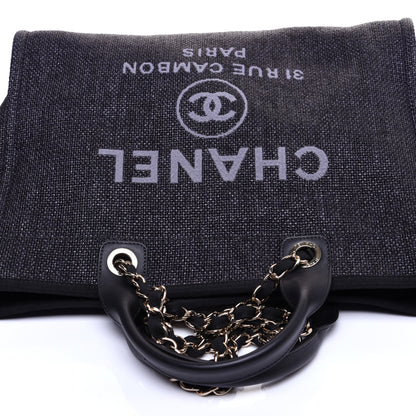 Chanel Woven Straw Raffia Medium Deauville Tote Navy 11 of 14